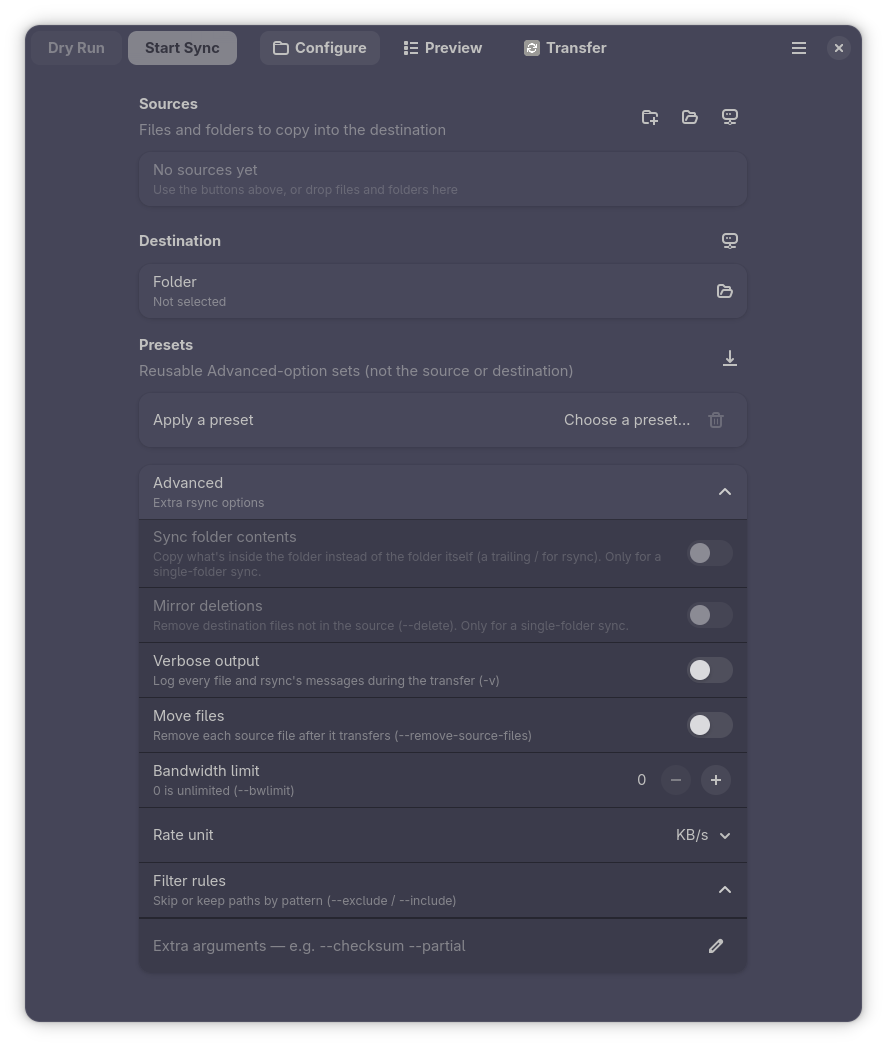 Advanced options expanded