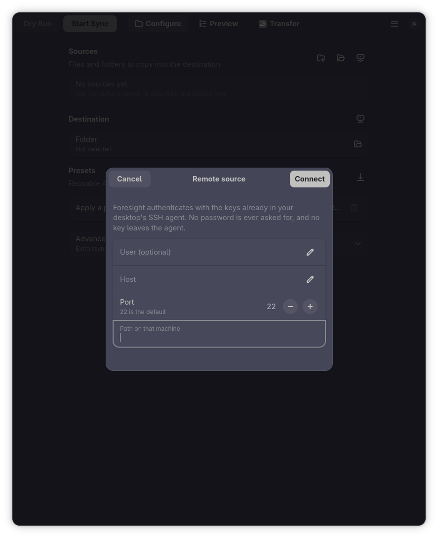 Remote endpoint dialog